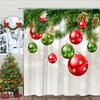 Christmas Ball Shower Curtain Christmas Pine Tree Gift Winter Snowflake Cartoon Family Polyester Fabric Bathroom Decor Curtains