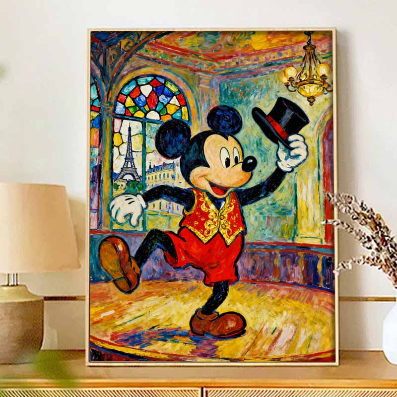 Disney 5d diamond painting, Mickey Paris theme art painting diy handmade sticker gift, home decoration painting