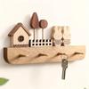 Handcrafted Wooden Key Hook Set with Cute Rabbit Figurines - Wall Mounted, Polished, and Stylish for Your Entryway