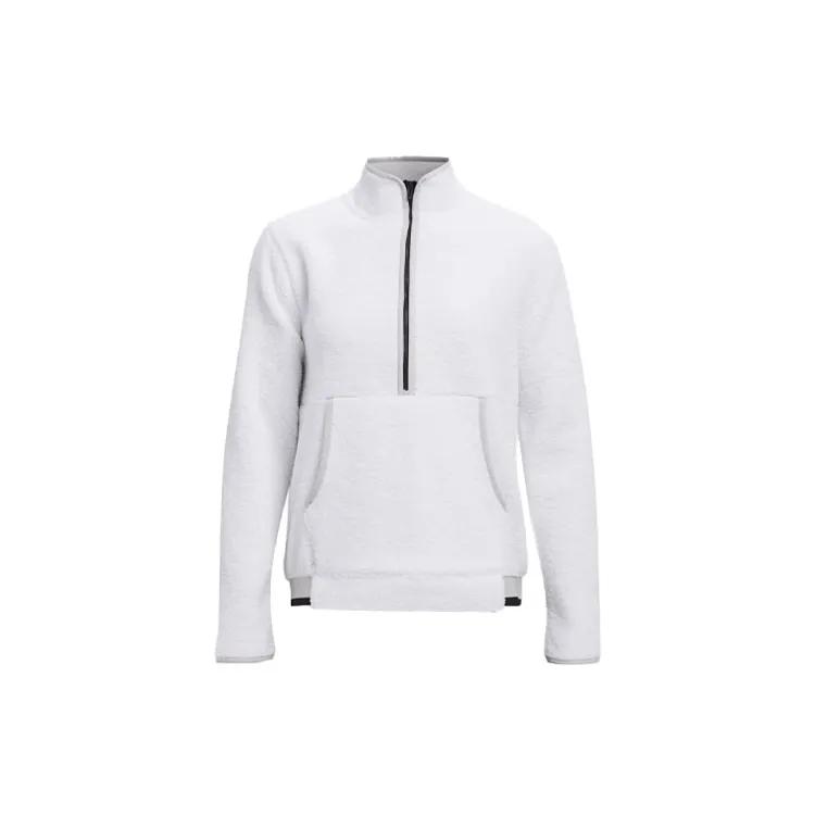 Under Armour Sweatshirts Women's White Stand Collar Moderate Regular (Unisex) Sweatshirts 1366355 100