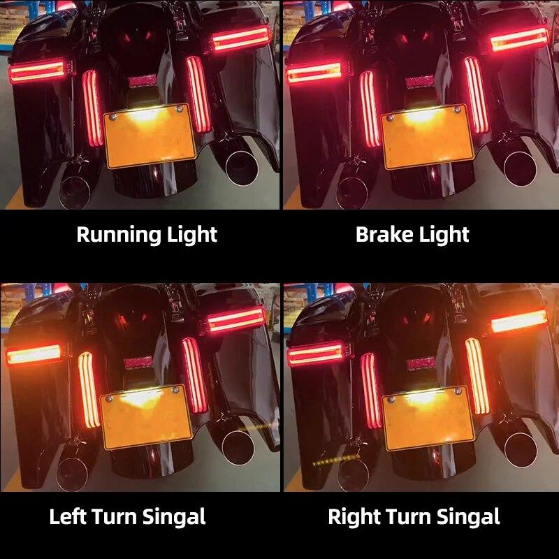 2xMotorcycle LED SaddleBag Turn Lamp Light Run Brake Light For Harley Touring Street Glide Road King FLHR Limited CVO 1997-2013