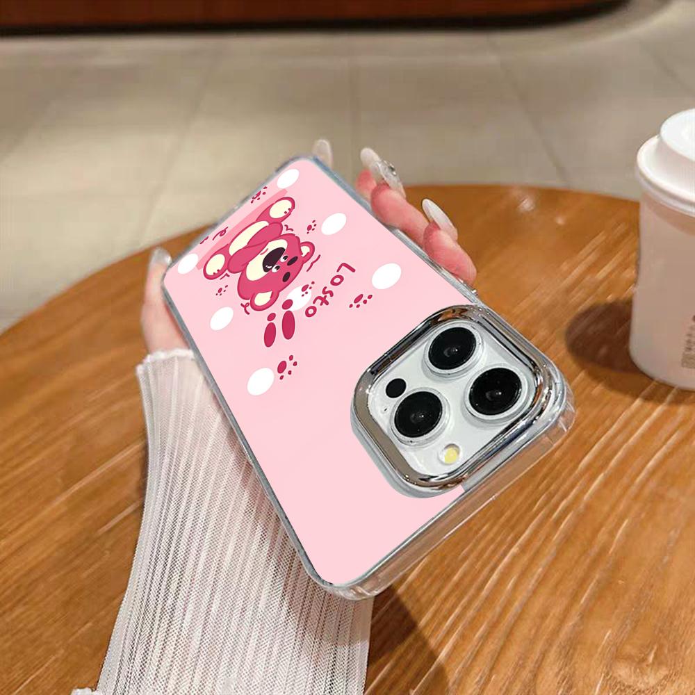 L-Lotso Huggin'Bear Phone Case For Iphone 17 16 15 14 13 12 11 Pro Max Xr Air Plus Silicone Cover Silver Hard Shell Cover