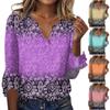 Womens Tops 3/4 Sleeve Summer Ethnic Floral Slim Cute Tops Half Sleeve Tshirts Shirts Spring Blouse