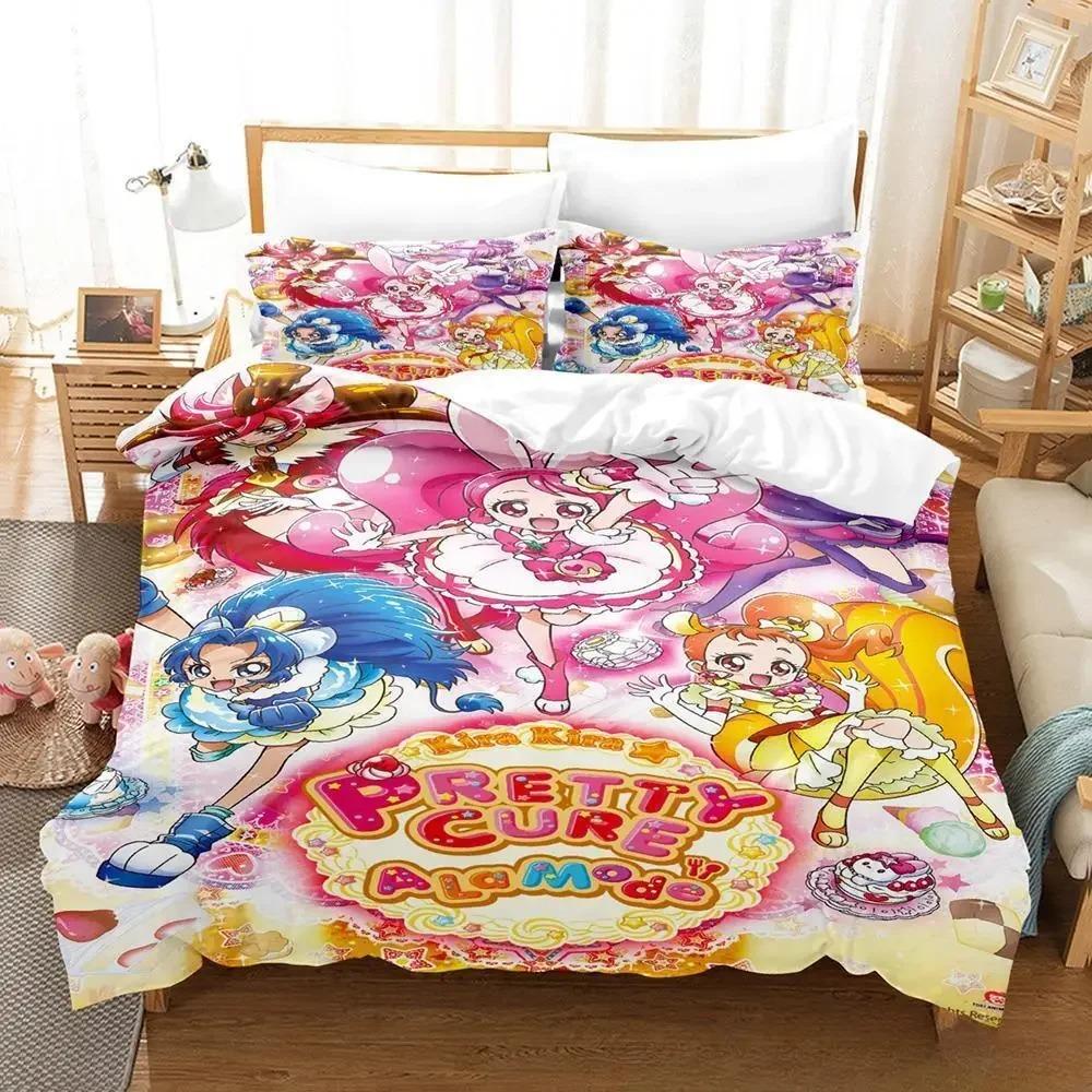 Постельное белье Smile PreCure 3D Аниме Комплект Single Twin Full Queen King Размер Кавайное Пододеяльник для Взрослой Детской Спальни