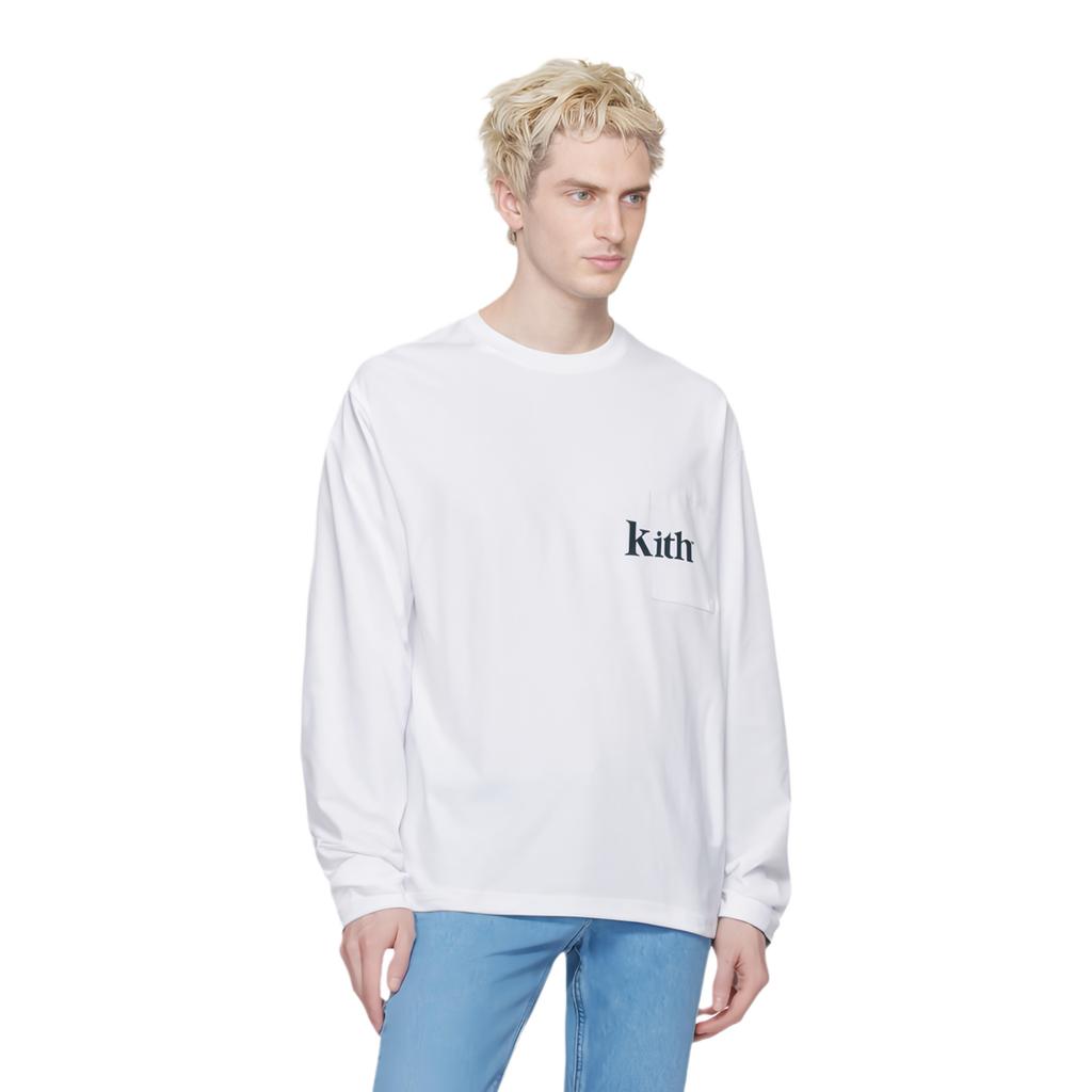 Kith Футболка Quinn с длинными рукавами, белые топы унисекс KH3994-101