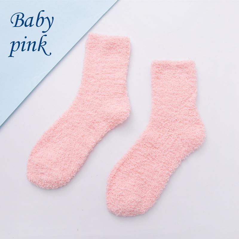 Носки ярких цветов, теплые носки, плюшевые носки, женские носки до середины икры из кораллового флиса, женские носки