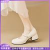 Square Head Mary Jane Shoes Women Shallow Mouth Word with Thick Heel Single Shoes Women