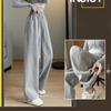 Women Autumn Loose Sport Pant Large Size High Waist Straight Casual Wide Leg Sweatpants Drawstring Running Dance Trousers