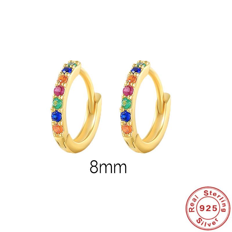 Стильный классический минималистичный Presence S925 стерлингового серебра цветные бриллиантовые серьги серьги застежки для ушей уличные хипстерские серьги