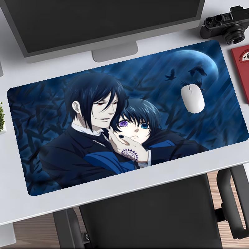 Black Butler Extended Gaming Mouse Pad with Stitched Edges NonSlip Rubber Base Waterproof Desk Mat for Computer Laptop Office Gaming