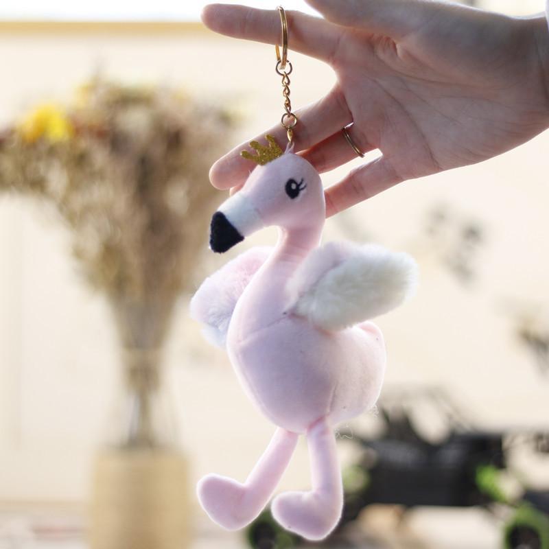 Милые плюшевые игрушки в виде фламинго, маленькая мини-кукла, сумка для подвесного украшения, брелок для куклы