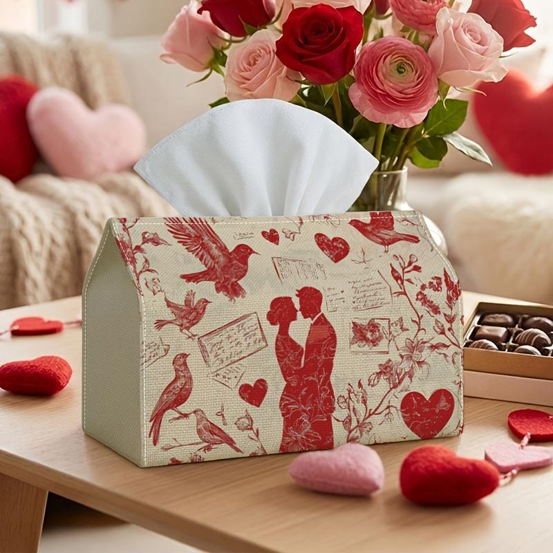 1pc Vintage Love Birds & Hearts Tissue Box - Elegant Valentine's Day Decorations Suitable for Home, Holiday Parties, Weddings, Birthdays - Decorative