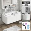 Space Aluminum Arc Bathroom Cabinet with Integrated Ceramic Sink and Makeup Dressing Table