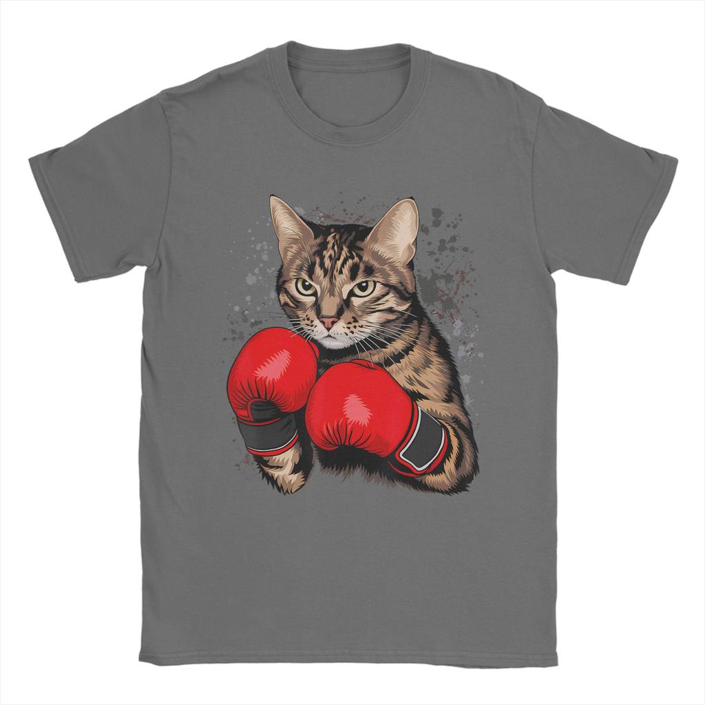 Cool Boxing Cat for Boxing Gloves and Cats Lovers T Shirt Unisex Pure Cotton T-Shirts Crew Neck Tee Shirt Short Sleeve Tops