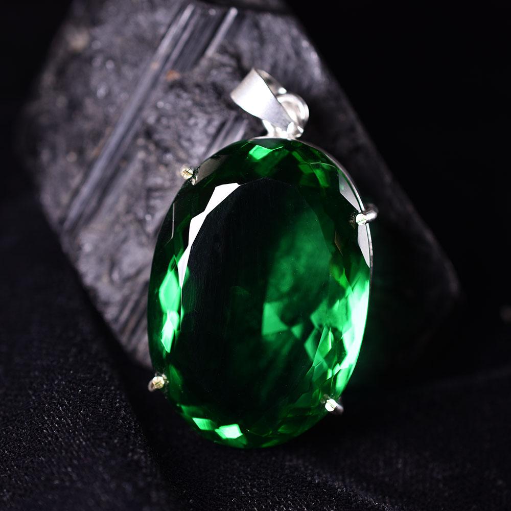 Natural 120.65 Ct Oval Cut Topaz CERTIFEID 925 Sterling Silver Green Pendant MY.PD-333-NS