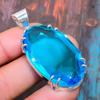 Amazing Swiss Blue Topaz Gemstone 925 Sterling Silver Handmade Pendant Jewelry