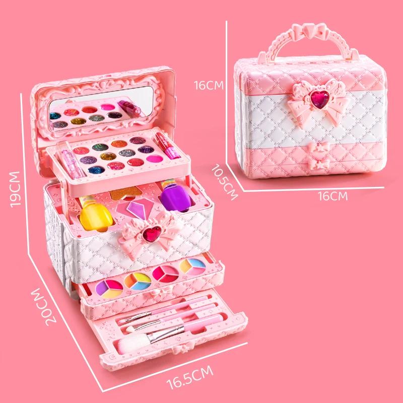 Makeup Toy For Girls Princess Suitcase Box Playing Non-Toxic Nail Polish Lipstick Beauty Fashion Children 3 Years Birthday Gifts