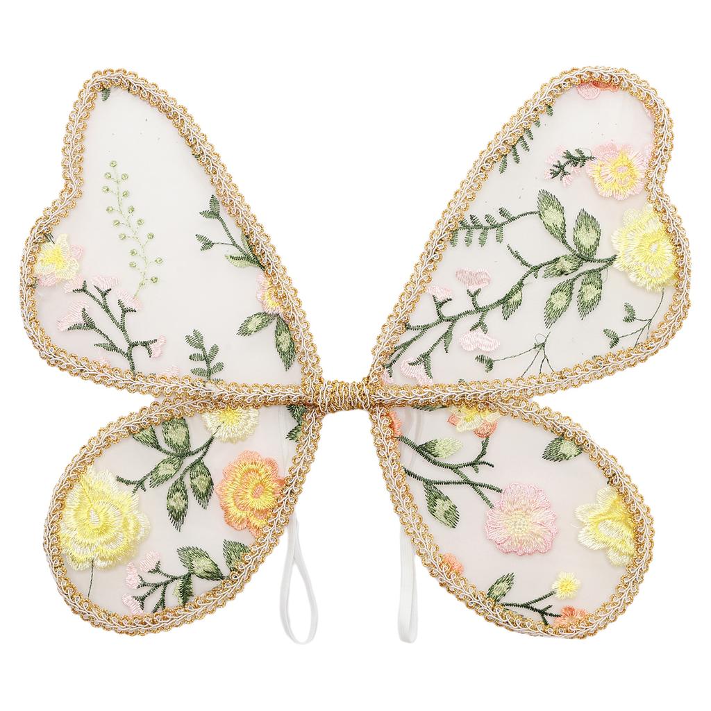 1Pc Adults Children Kids Exquisite Butterfly Flower Embroidered Elastic Strap Wings and Fairy Stick Costume Accessory Props for Themed Party Wedding