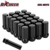 24x Black 2" Tall M14x1.5 Tuner Spline Lug Nut For Ford F150 GMC Sierra Ram 1500