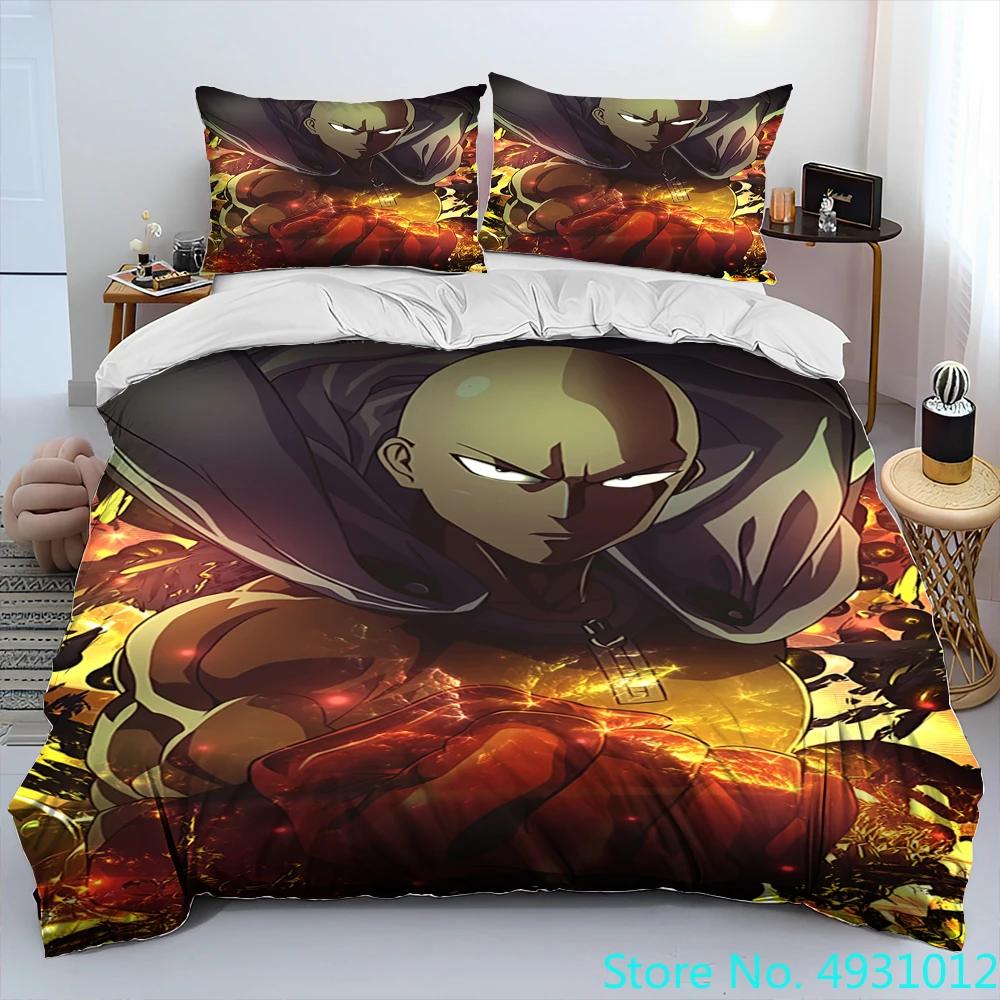 ONE PUNCH MAN Anime Cartoon Bedding Set Duvet Cover Bed Set Quilt Cover Pillowcase,king Queen Size Bedding Set Kids Gift