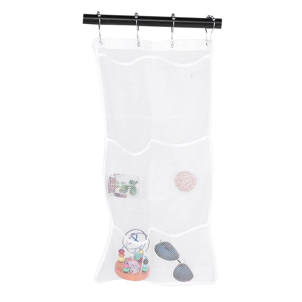 Bathroom Over the Door Hanging Mesh Pockets Storage Bag Holder with Hooks