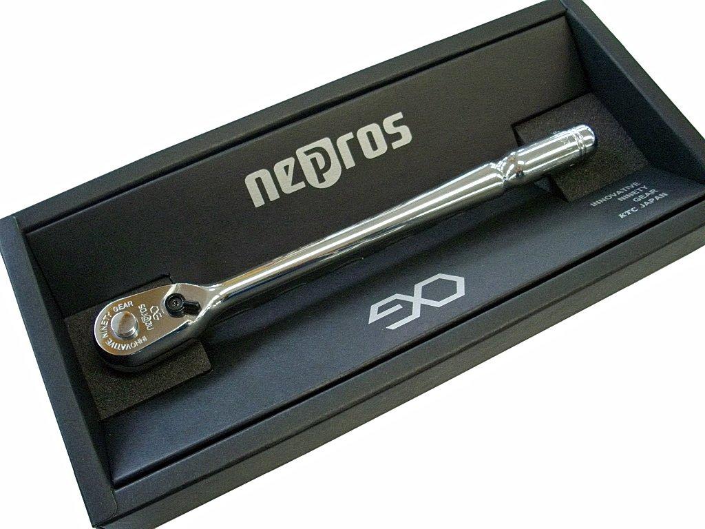 Kyoto Machinery Tools Nepros Compact Long Ratchet Handle Total 175mm NBRC390L (KTC) 9.5sq. Length