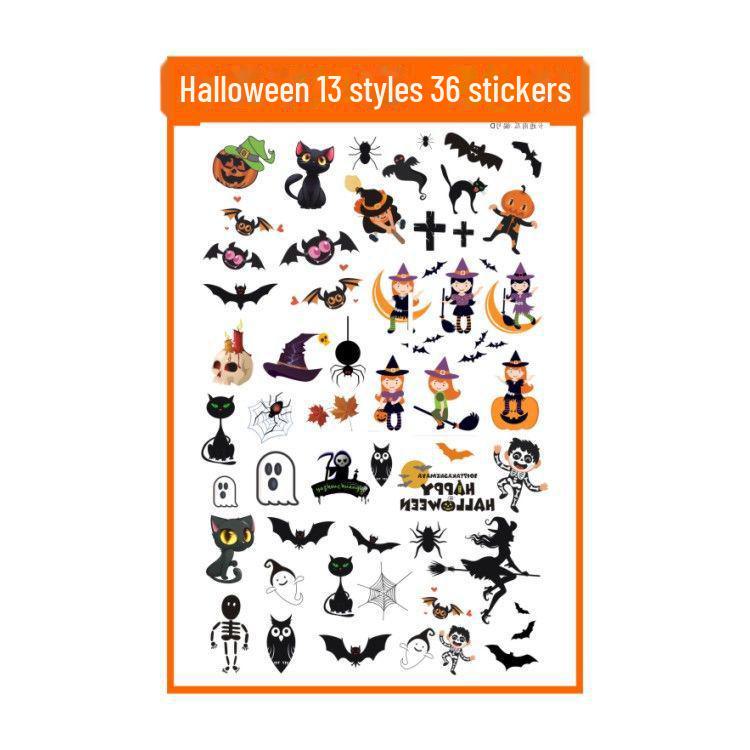 Детские наклейки-татуировки с героями мультфильмов на Хэллоуин — милые тыквы, привидения, черепа, водонепроницаемые и прочные