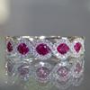 Luxury European & American Zircon Emerald & Ruby Ring R5025 with Diamond Micro-Inlays