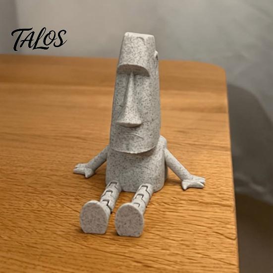 Талос 3D-печатная шарнирная статуэтка Моаи, фигурка с подвижными суставами, устойчивая скульптура с текстурой камня для декора рабочего стола, гостиной, кабинета, подарок