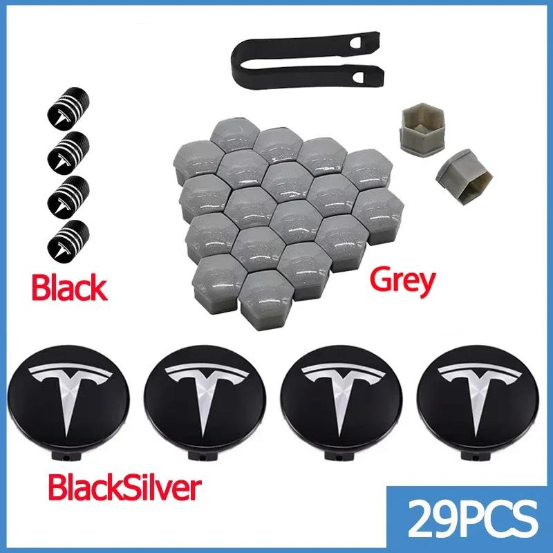 56mm Center Hub Caps for Tesla Model 3 Y S X Car Wheel Valve Cap Tire Lug Nut Protective Cover Exterior Decoration 25pcs / 29pcs