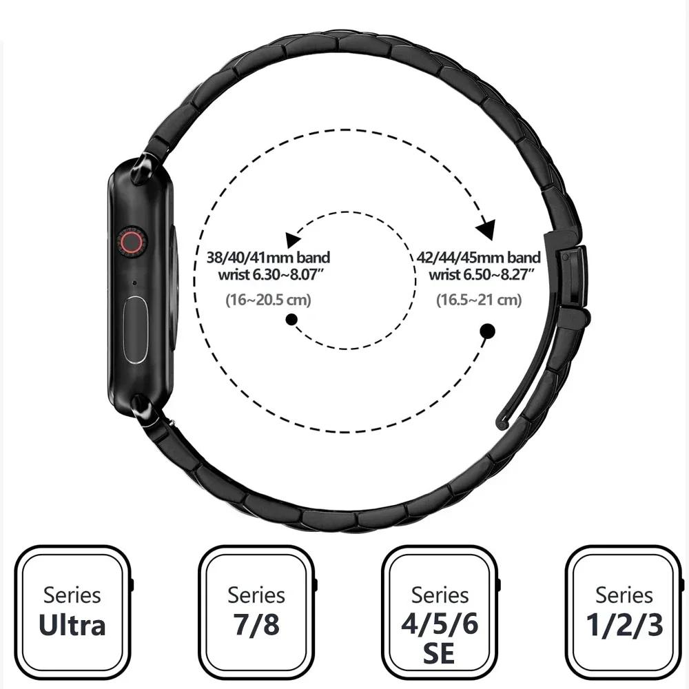 Ремешок из титанового сплава нержавеющей стали для Apple Watch Band Ultra 2 49 мм 44 мм 45 мм 41 мм Браслет iwatch Серия 6/7/8/9 корпус часов