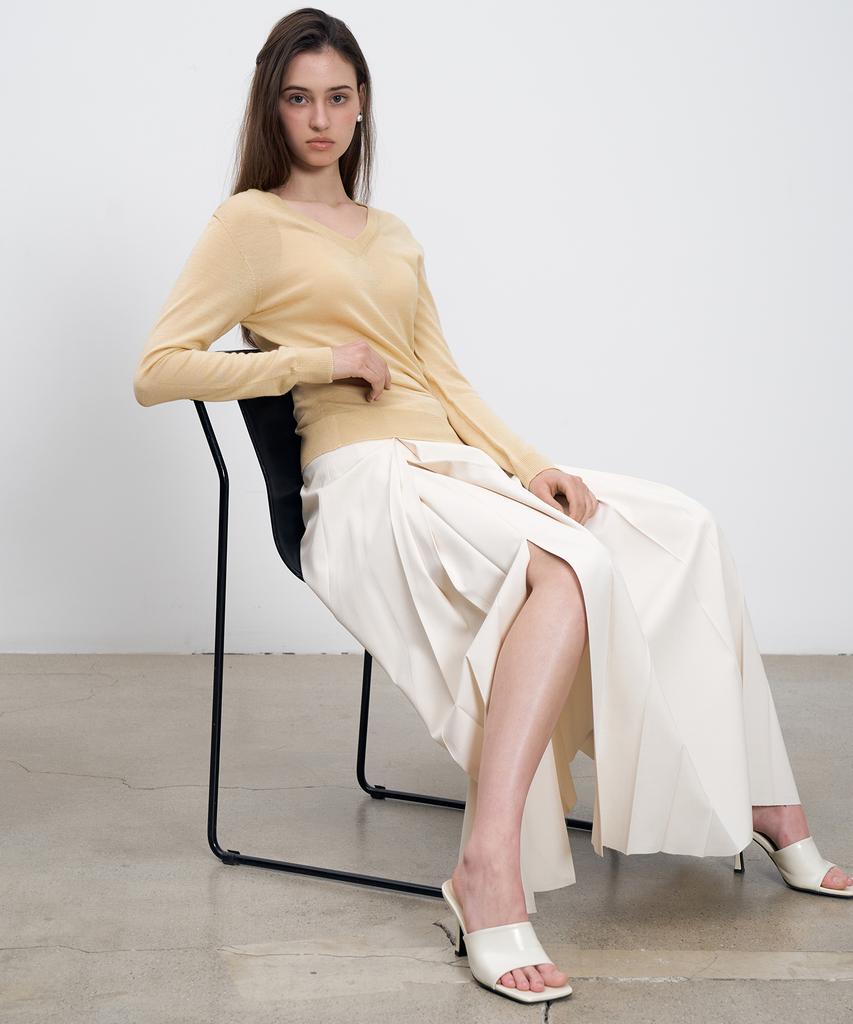 Rene J Pleated Flair Long Skirt