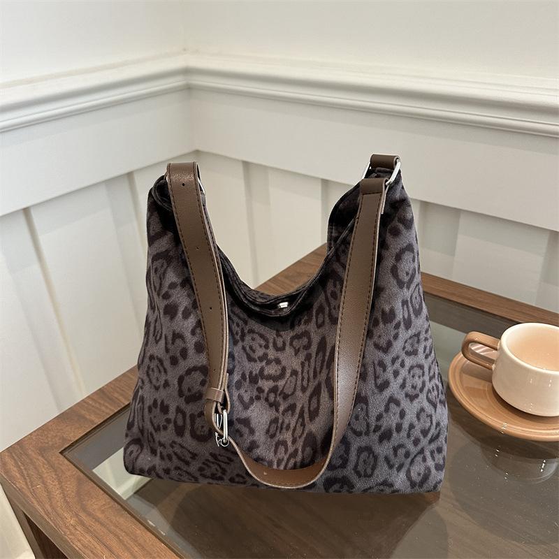 Популярная сумка с леопардовым принтом, женская повседневная сумка через плечо большой вместимости, сумка-мессенджер