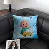 Cartoon CoComelon Cute Cushion Cover Natural Linen Organic Fabric DoubleSided Printing Sofa Home Decor Gift Pillow Case