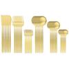 36Pcs Gold Cutlery Set Dinner Knives Cake Fork Dessert Coffee Spoon Dinnerware Flatware Stainless Steel Silverware Tableware Set