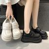 Fashion 8.5CM Thick Sole Heightening Sneakers Spring Microfiber Leather Fashion Round Toe High Platform Pumps Ladies Comfy Wedge Shoes