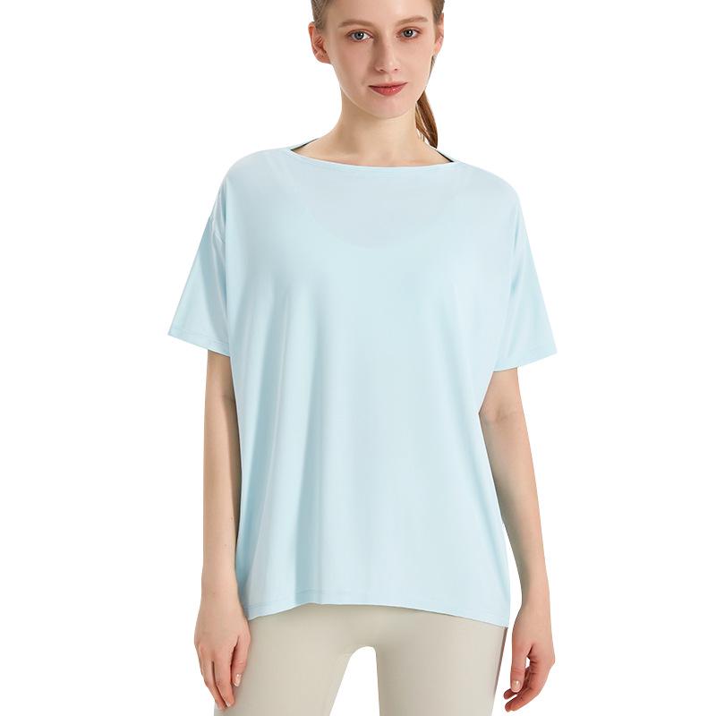 LAHN Женский спортивный топ из ледяного шелка, быстросохнущий, с защитой от солнца, свободный, облегающий, с коротким рукавом