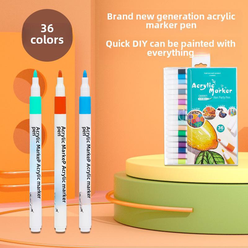 Набор акриловых водостойких маркеров: Гладкие, безопасные для бумаги ручки для творчества, граффити, акварели, студентов и ручных поделок