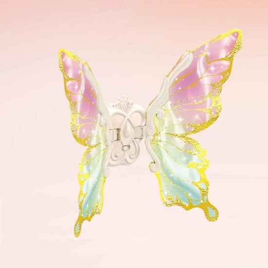 Electric Light Up Flapping Butterfly Wings for Kids LED Glowing Angel Fairy Costume with Music Halloween Christmas Party Prop