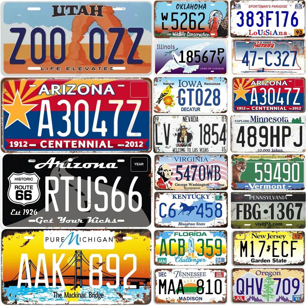 Винтажный автомобильный металлический номерной знак США, металлический номерной знак старого автомобиля, новинка, настенное украшение, автомобильные знаки, передняя крышка, гараж, кафе-бар