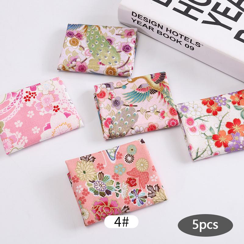 5 шт. Разноцветная хлопчатобумажная ткань для одежды для кукол ручной работы, мелкая цветочная ткань, набивная ткань, материал для пэчворка ручной работы, сделай сам
