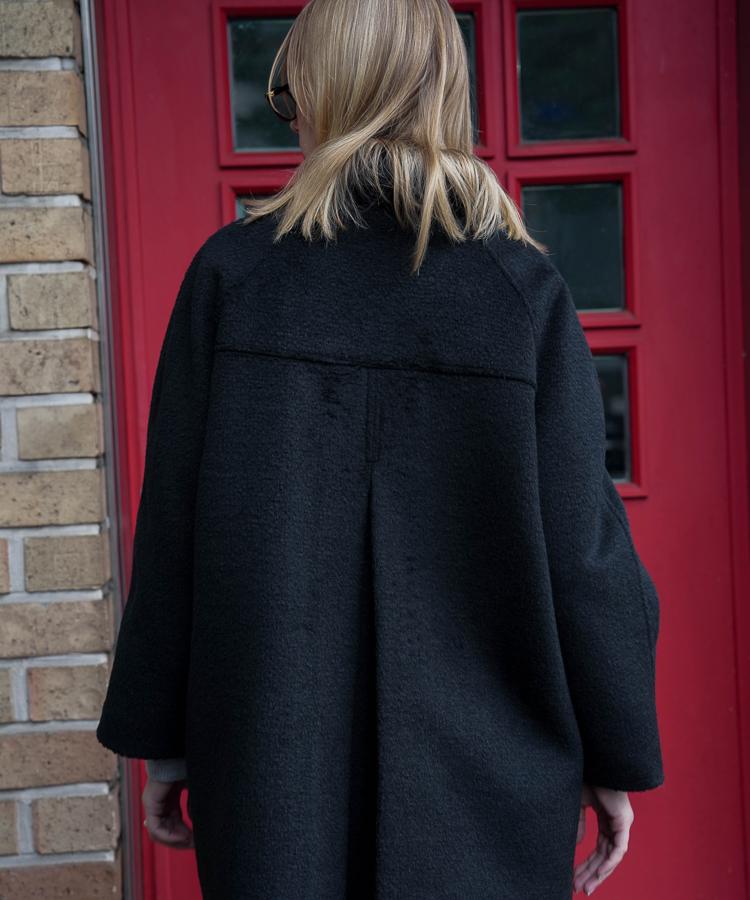 DEHEVE Wool Double Half Coat [Black]