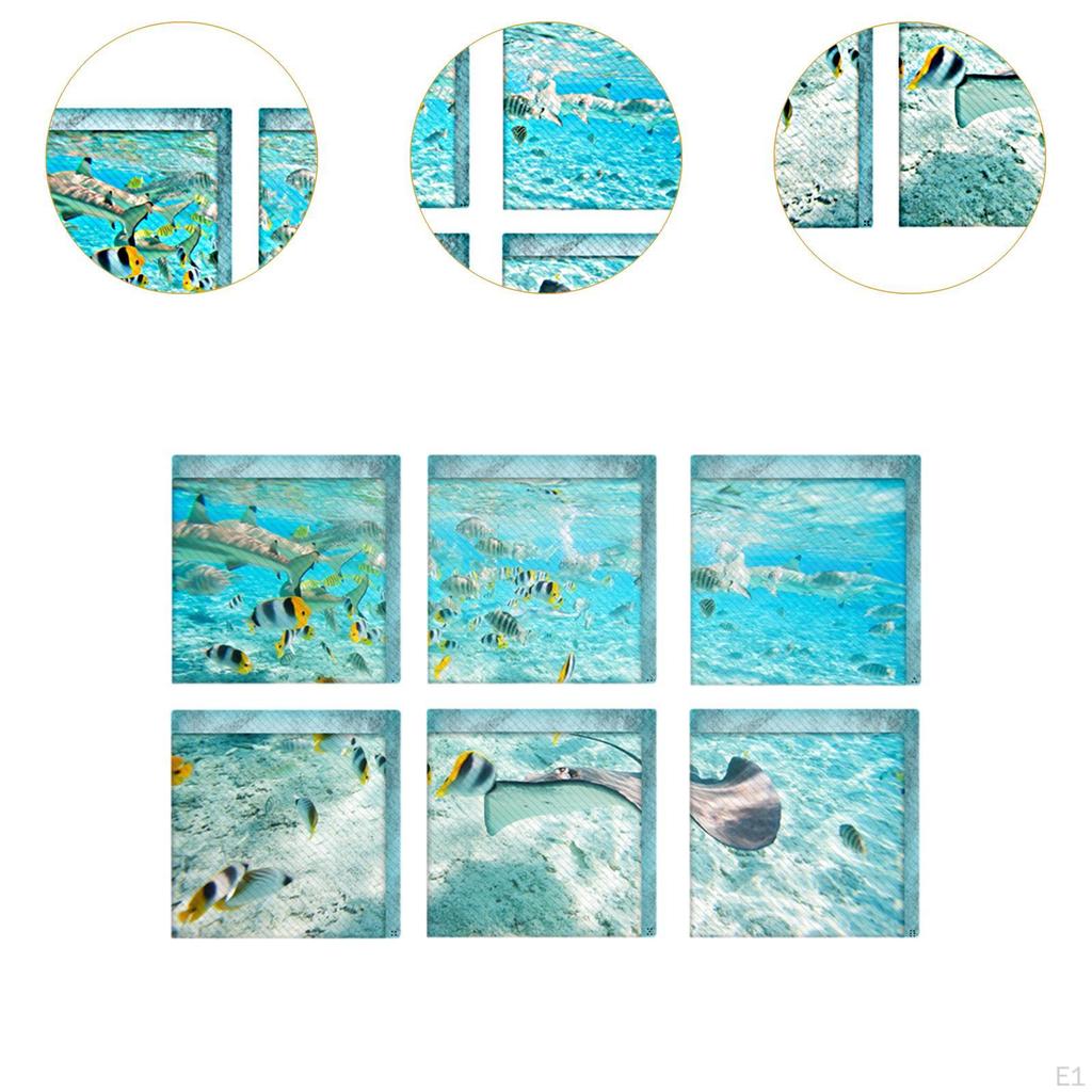 6 шт. Наклейки для ванны, наклейки для ванной, домашний декор, противоскользящие, квадратные, подводный мир, ПВХ, душ