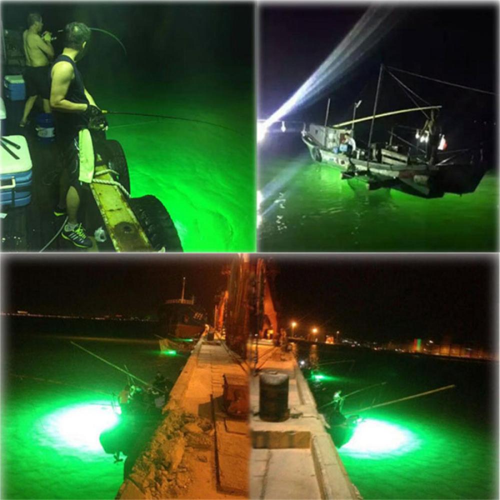 12V 20W 5050 Led Green Underwater Submersible Fishing Light Boat Squid Fish Lamp