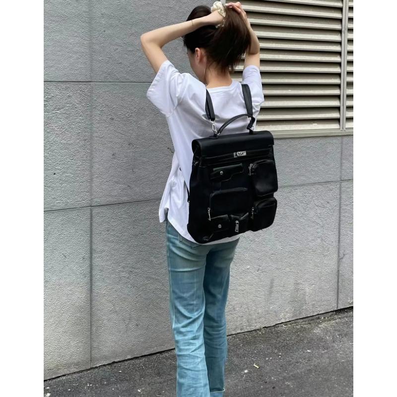 Дизайнерский мотоциклетный рюкзак с несколькими карманами унисекс из холста, школьная сумка, сумки для документов, сумки через плечо для женщин, лидер продаж