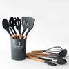 11PCS Cooking Utensils with Storage Holder Kitchen Utensil Set Silicone Kitchenware Set Wooden Handle Cookware Set Chef Nonstick Cookware Kitchen