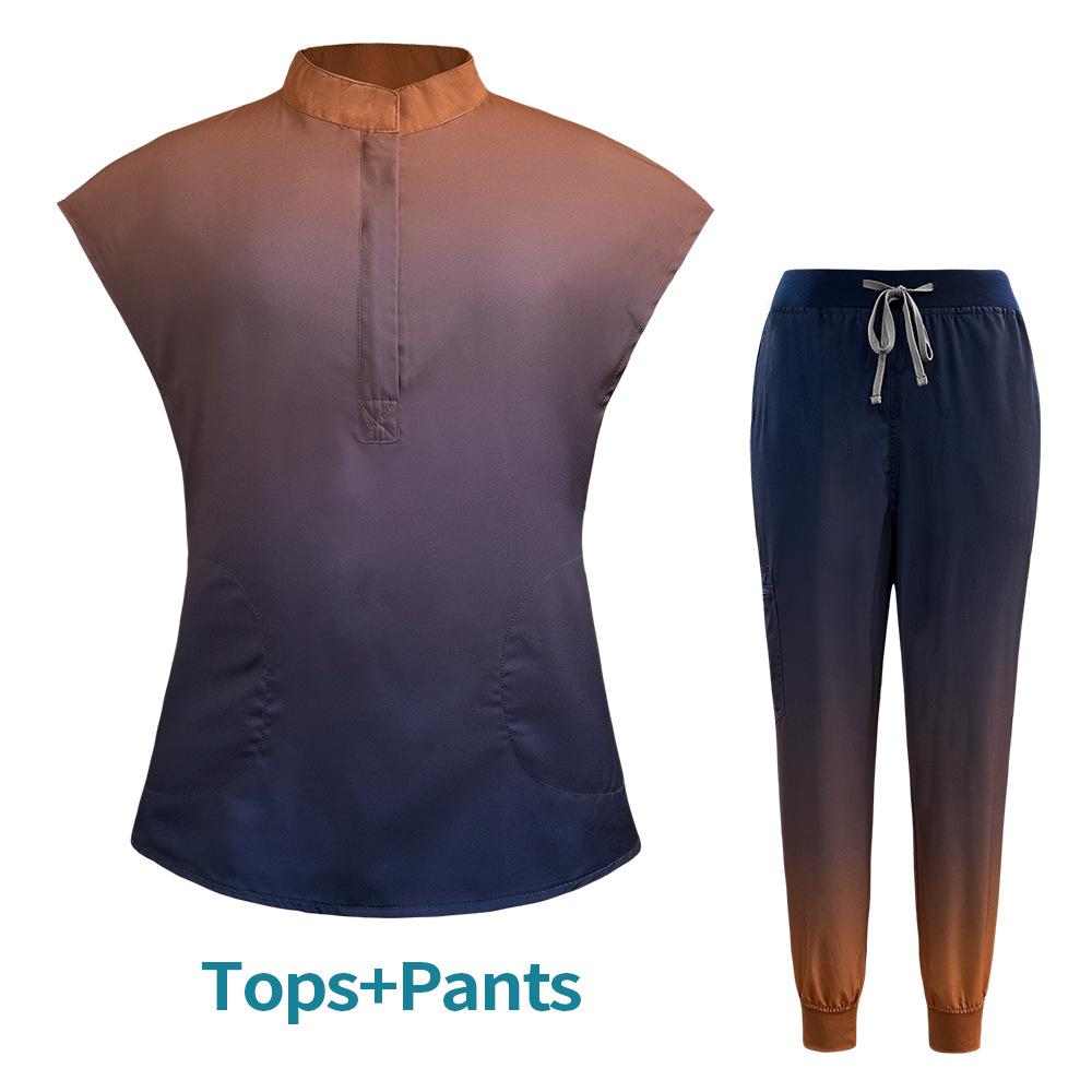 Женский лабораторный халат для ухода за больными, модная униформа, градиентный цвет, стоматологический халат для домашних животных, топ+брюки, комплекты, медицинская клиника, больница