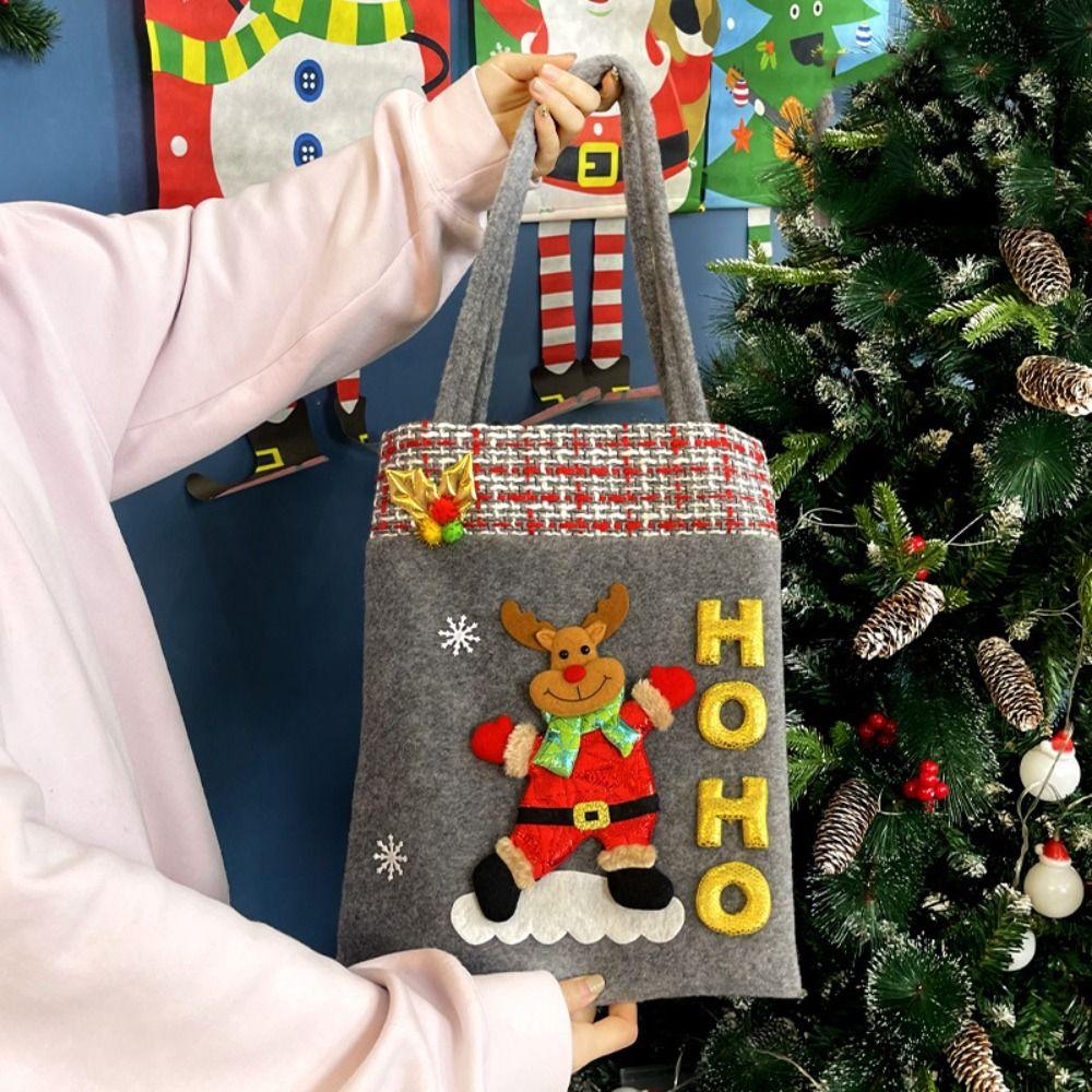 Фланелевые рождественские сумки-тоут, мультяшные конфетные мешки, прочные подарочные мешки для детей, рождественские подарки