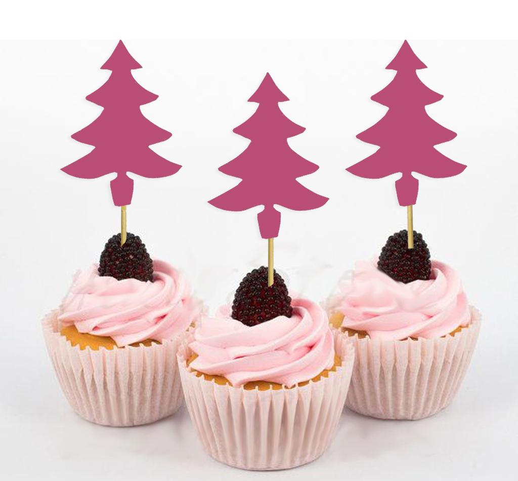 Darling Souvenir| Christmas Tree Cupcake Toppers| Dessert Decorations - Pack Of