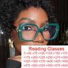 Elegant Green Square Reading Glasses Women Large Frame Presbyopia Eyeglasses Anti Blue Light High-Definition Eyewear